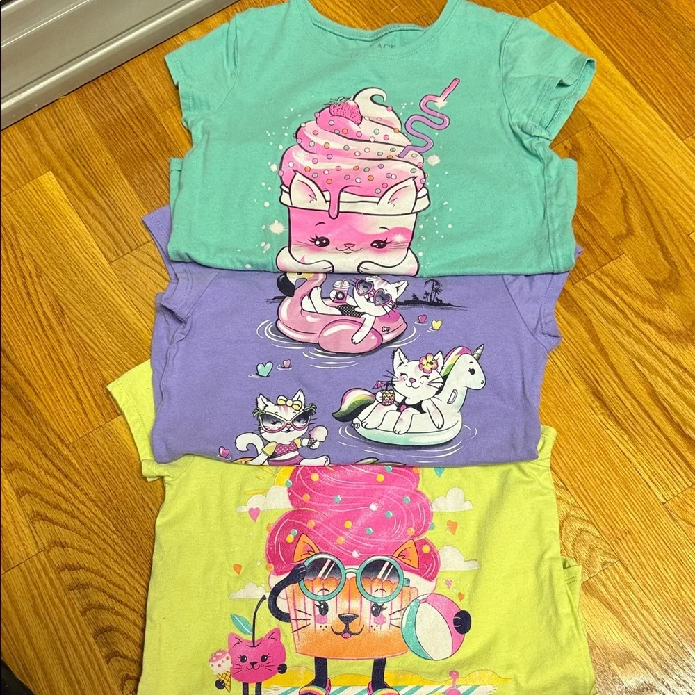 The Children's Place Kids Short Sleeve Tees - Green, Purple, Yellow